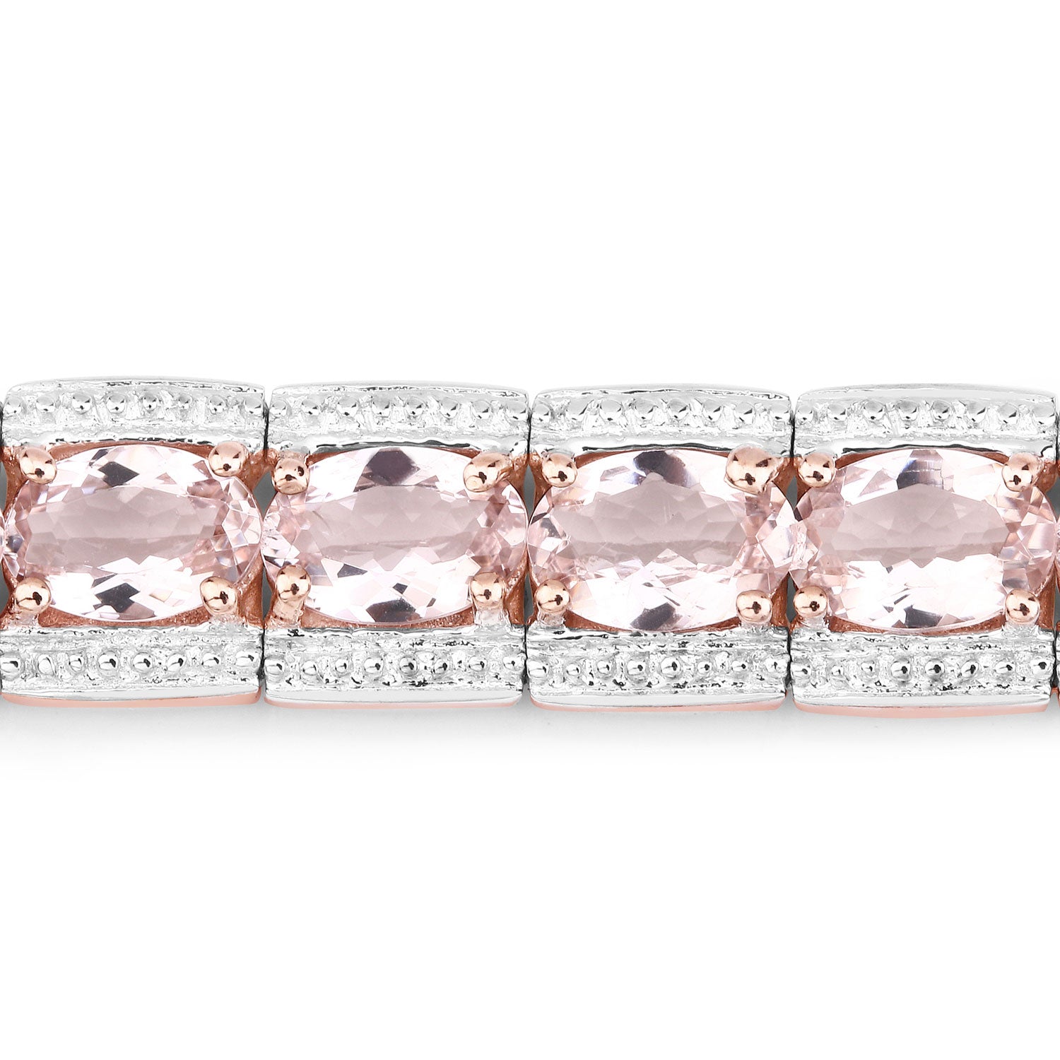 10.44 Cttw Oval Pink Morganite Rhodium over Silver Tennis Bracelet