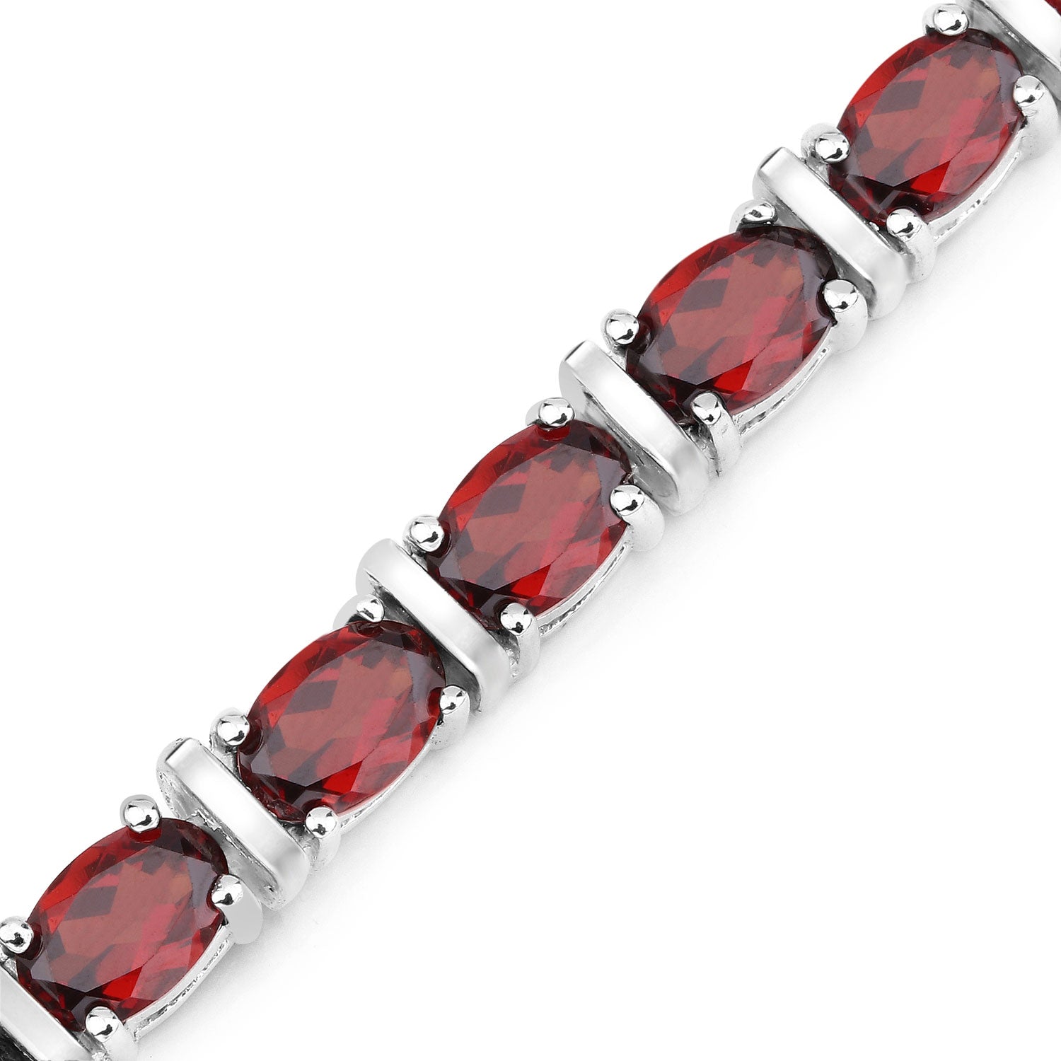 11.25 Cttw Oval Red Garnet Rhodium over Silver Tennis Bracelet