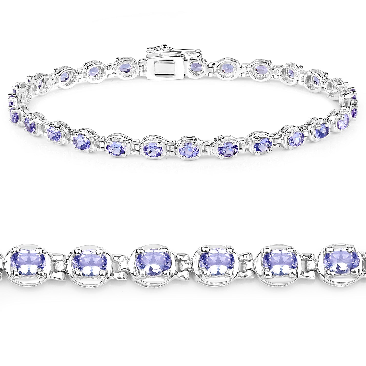 Genuine Tanzanite Tennis Silver Bracelet