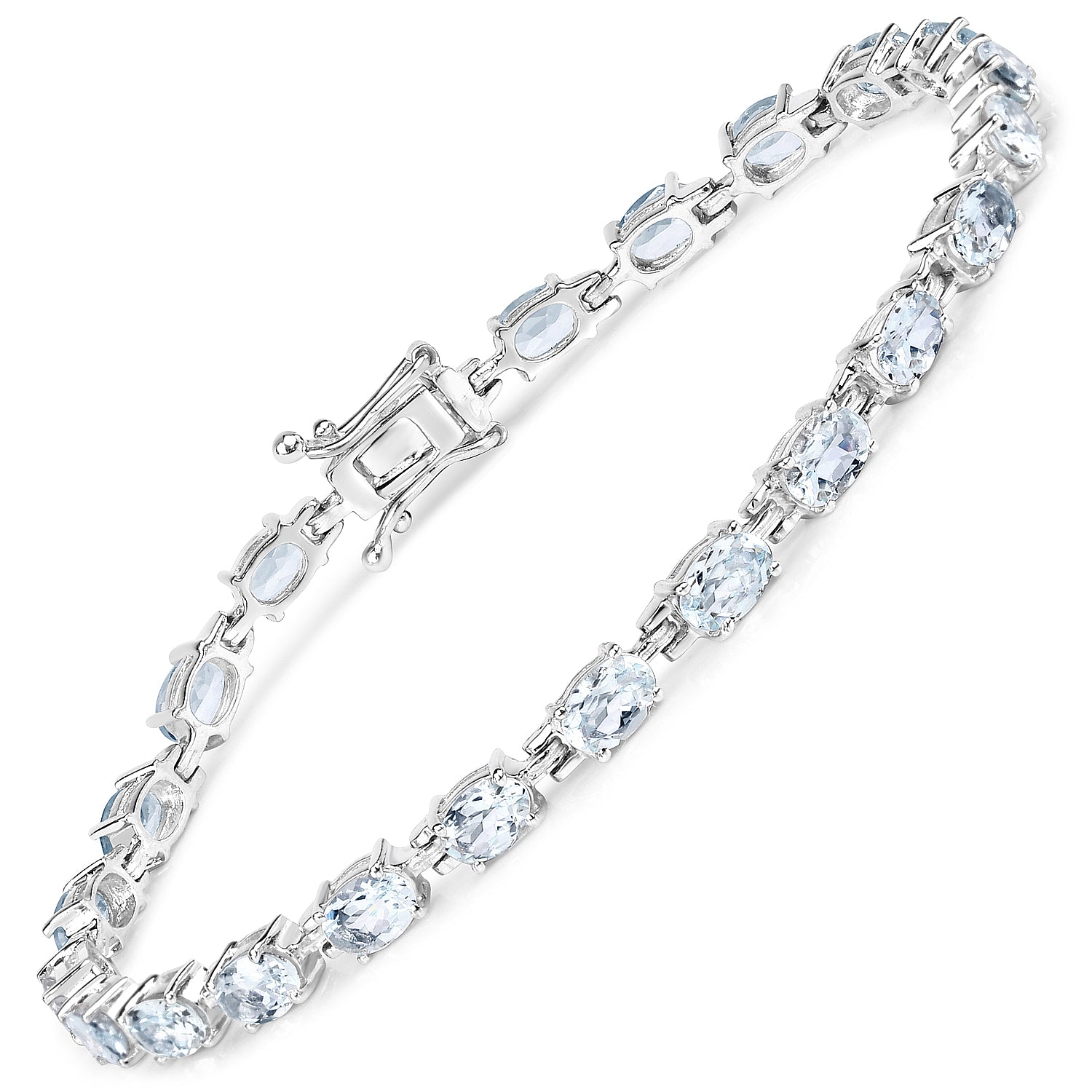 Genuine Aquamarine Tennis Bracelet Silver