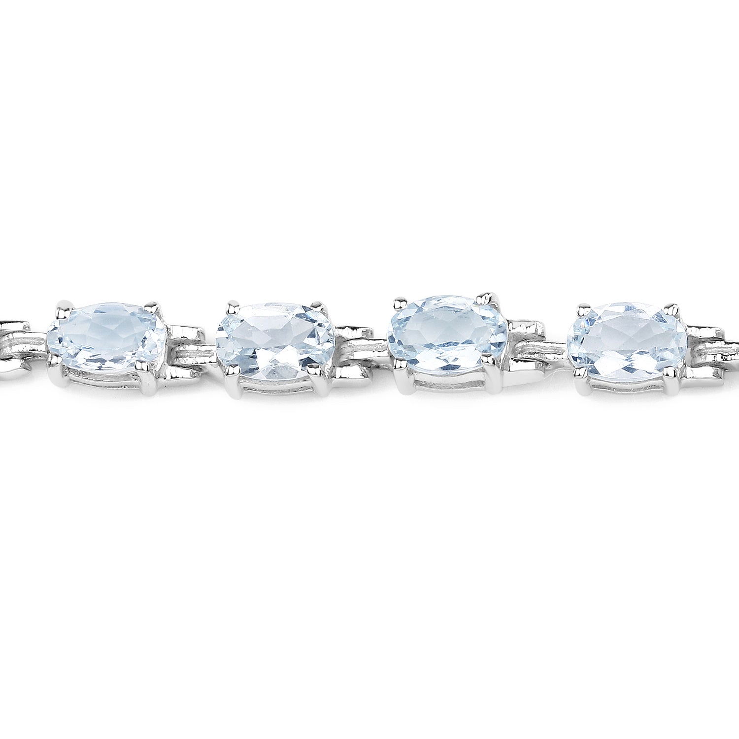 Genuine Aquamarine Tennis Bracelet Silver