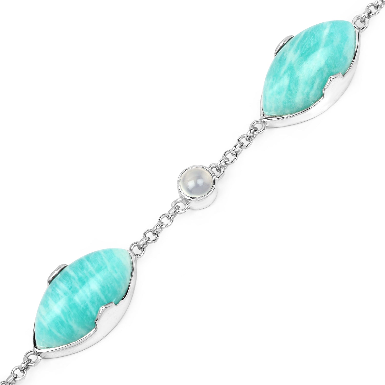 Genuine Amazonite and White Agate Strand Bracelet