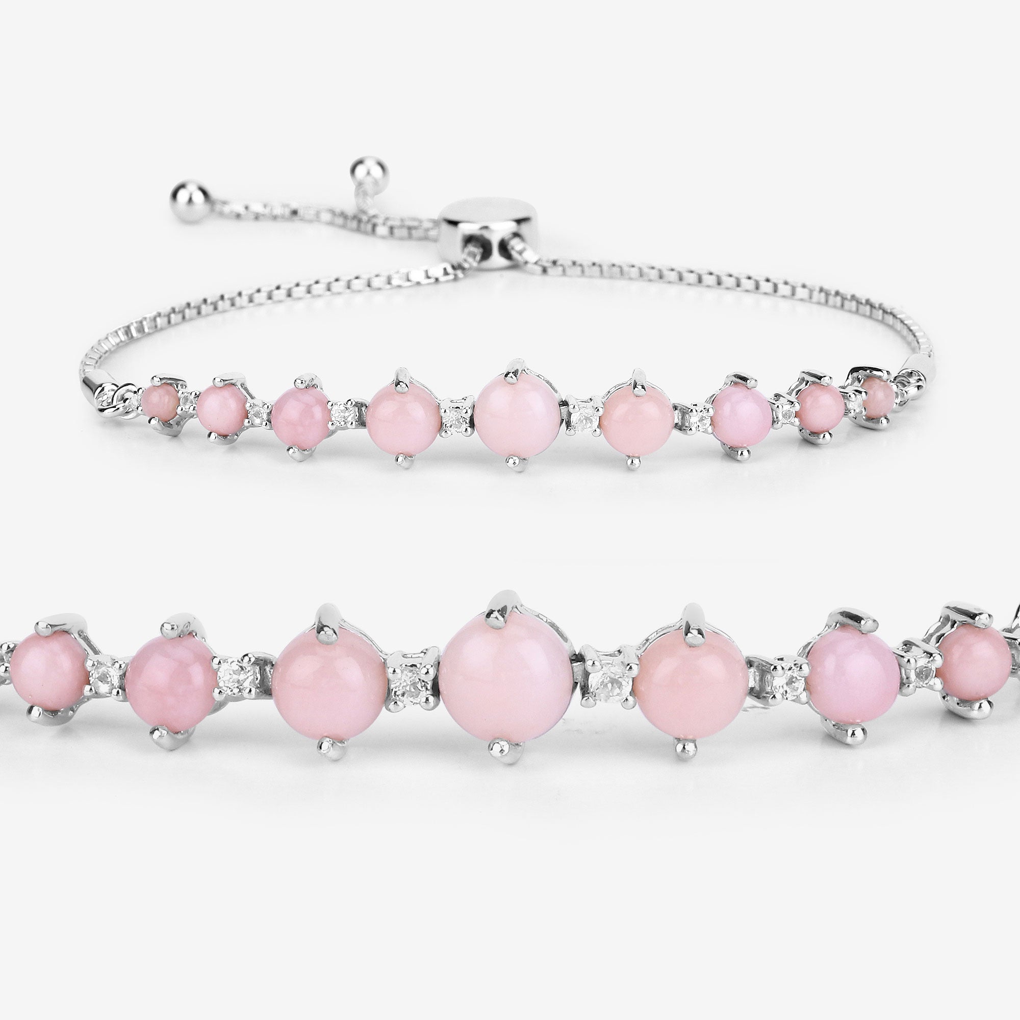 Genuine 925 Sterling Silver Pink Opal Bracelet