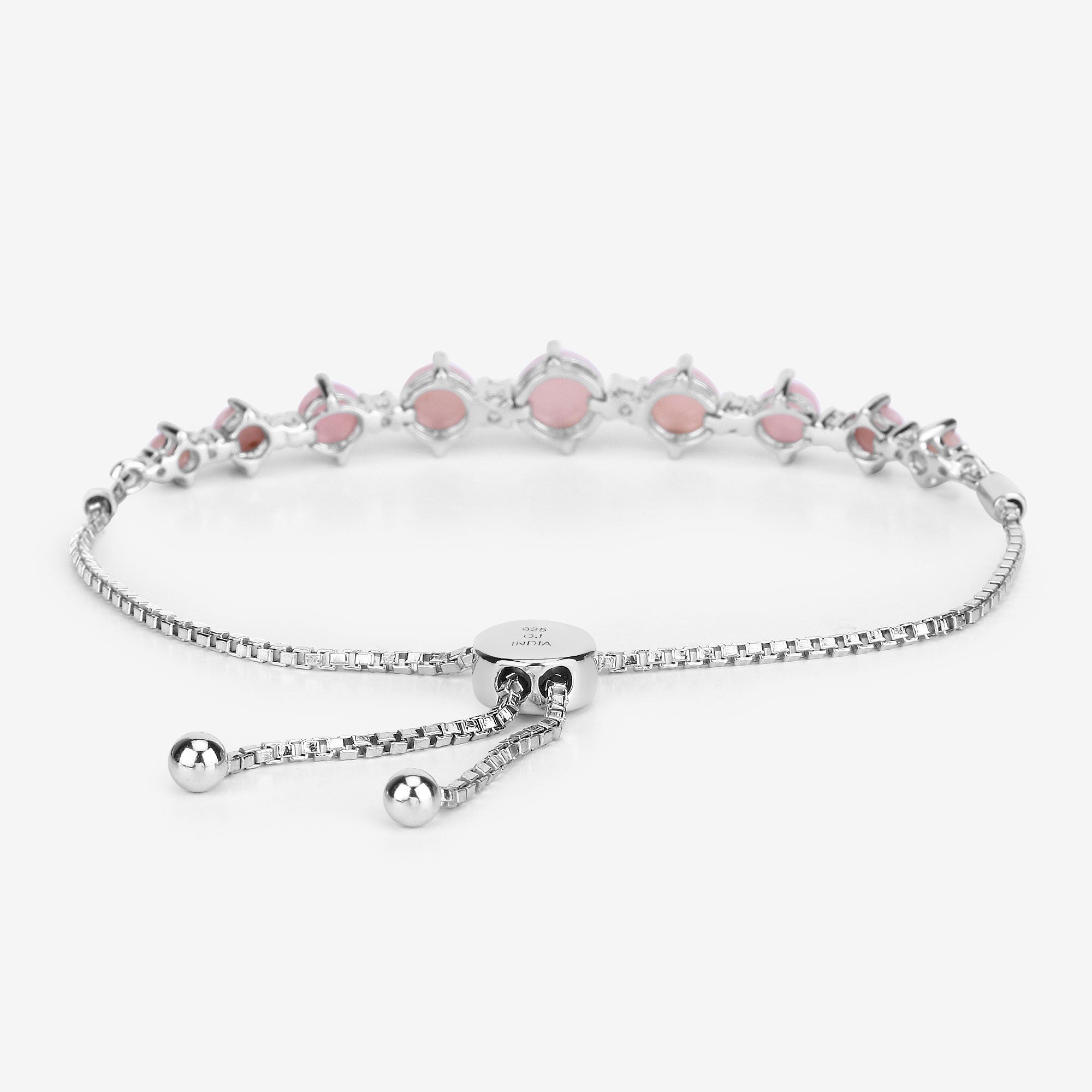 Genuine 925 Sterling Silver Pink Opal Bracelet