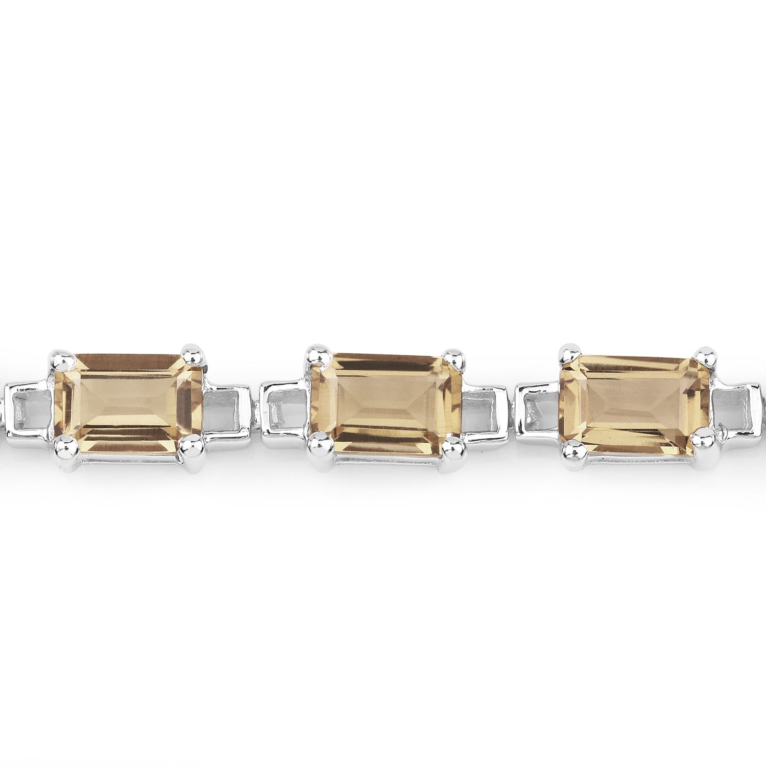 9.86 Cttw Octagon Champagne Quartz Rhodium over Silver Tennis Bracelet
