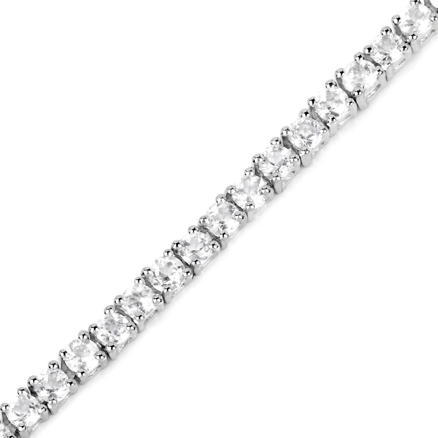 Genuine White Topaz Tennis Bracelet Silver