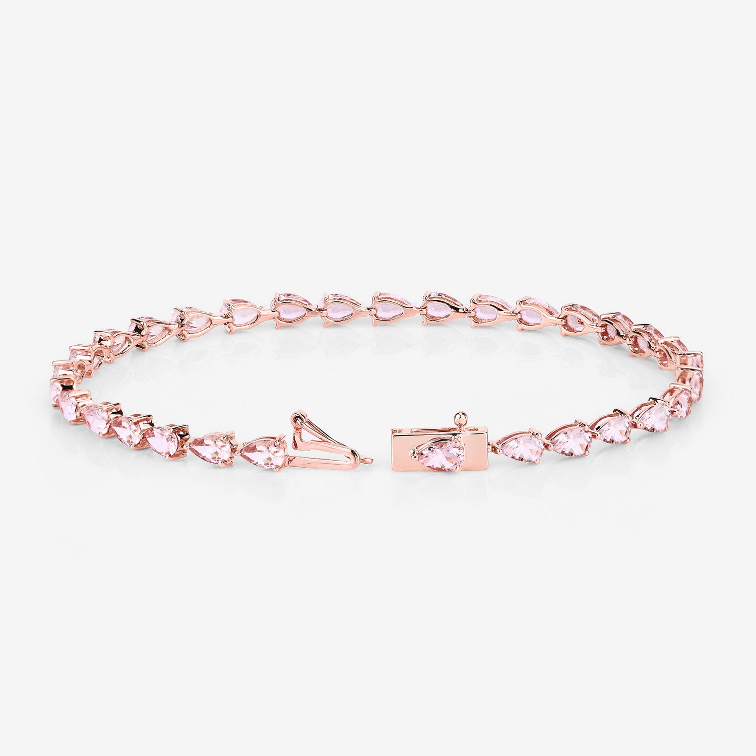 Genuine 10K Rose Gold Morganite Tennis Bracelet