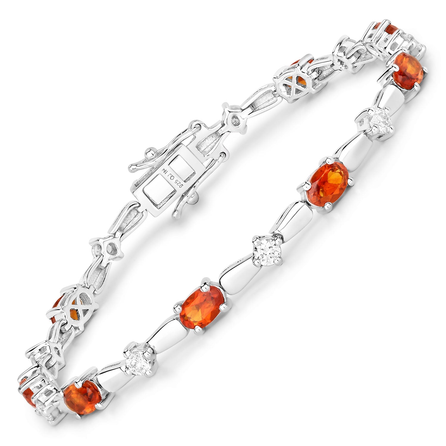 4.87 Cttw Oval Yellow Citrine and Lab Diamond Rhodium over Silver Tennis Bracelet