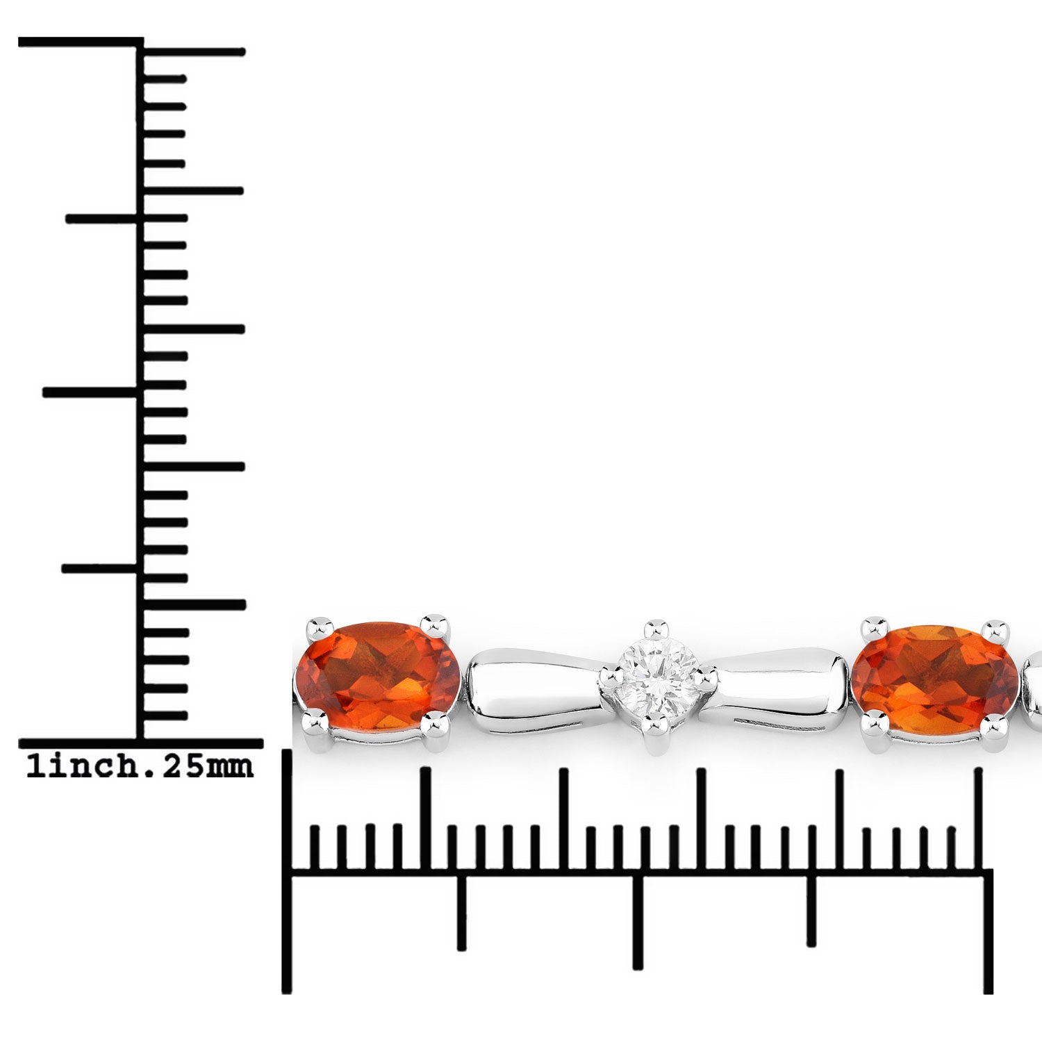 4.87 Cttw Oval Yellow Citrine and Lab Diamond Rhodium over Silver Tennis Bracelet