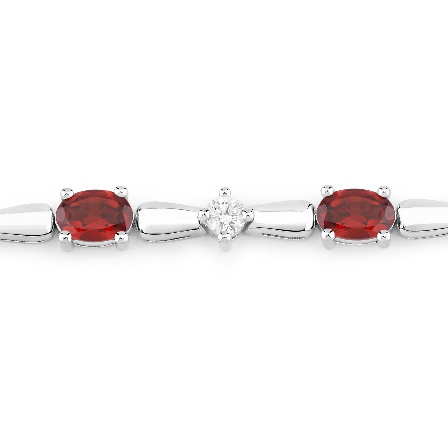 5.05 Cttw Oval Red Garnet and Lab Diamond Rhodium over Silver Tennis Bracelet