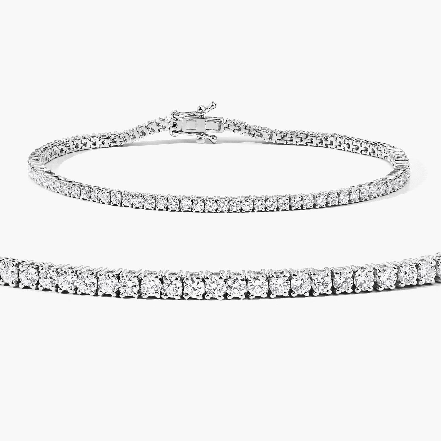 3.35 Cttw Round White Lab Grown Diamond Rhodium over Silver Tennis Bracelet