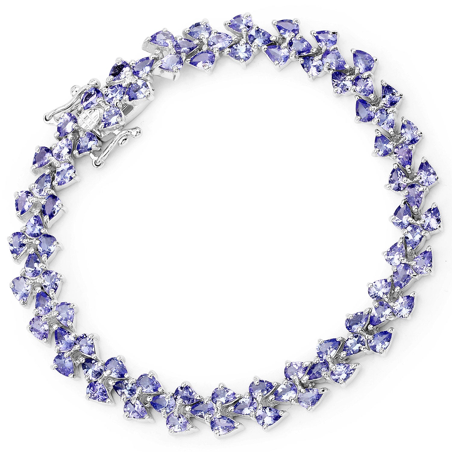 17.01 Cttw Pear Violet Tanzanite Rhodium over Silver Tennis Bracelet