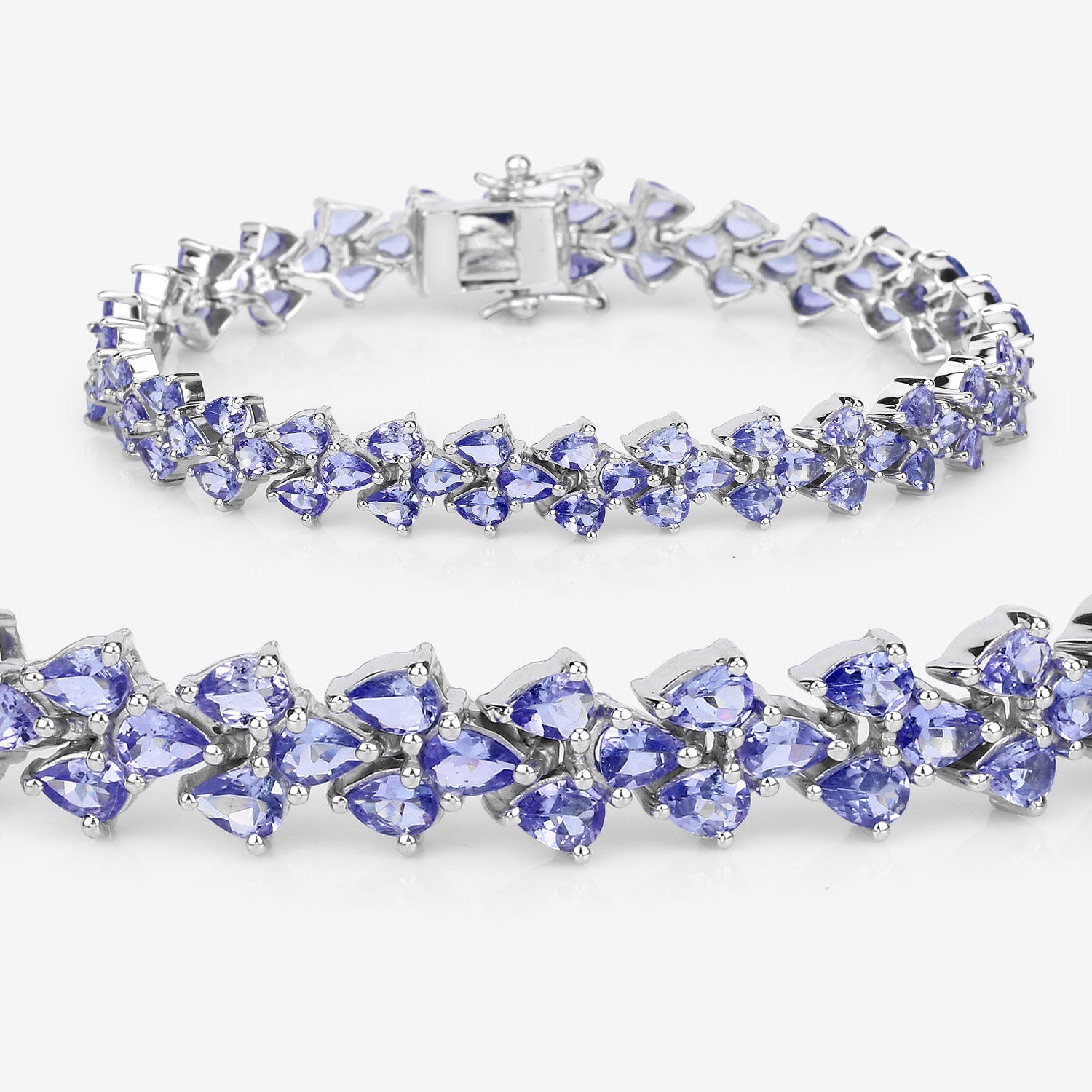17.01 Cttw Pear Violet Tanzanite Rhodium over Silver Tennis Bracelet