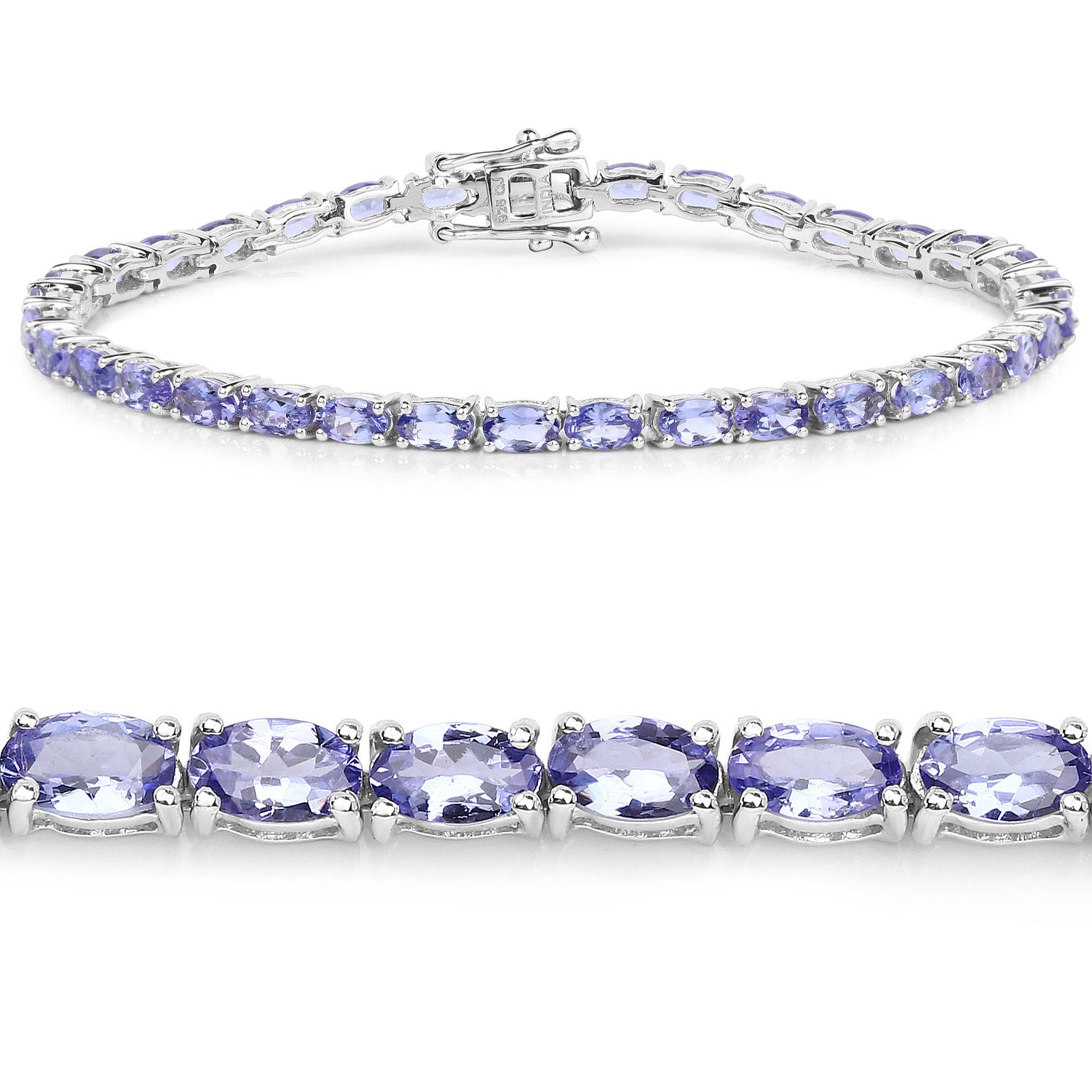 Natural Purple Tanzanite Silver Tennis Bracelet