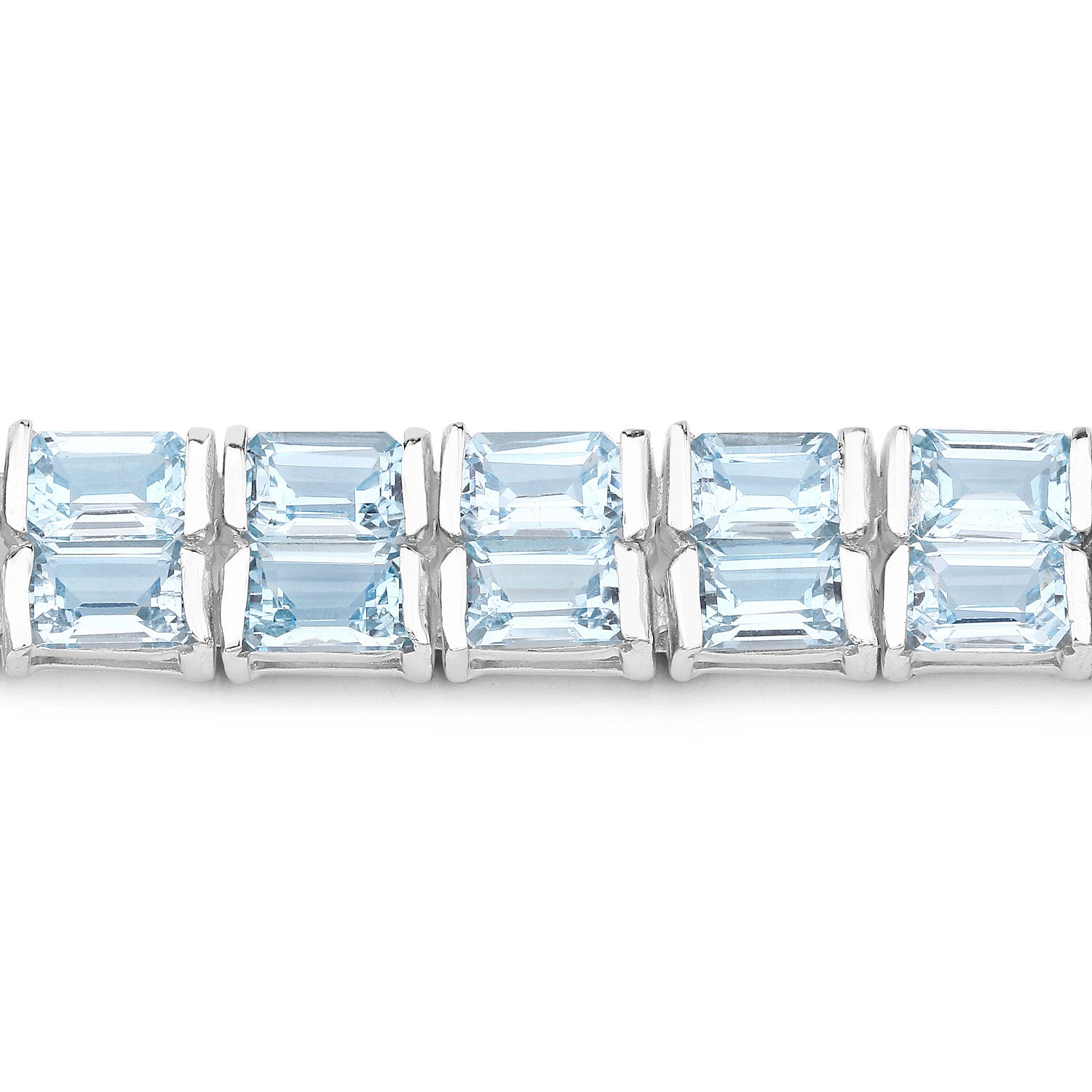 28.80 Cttw Octagon Blue Topaz Rhodium over Silver Tennis Bracelet