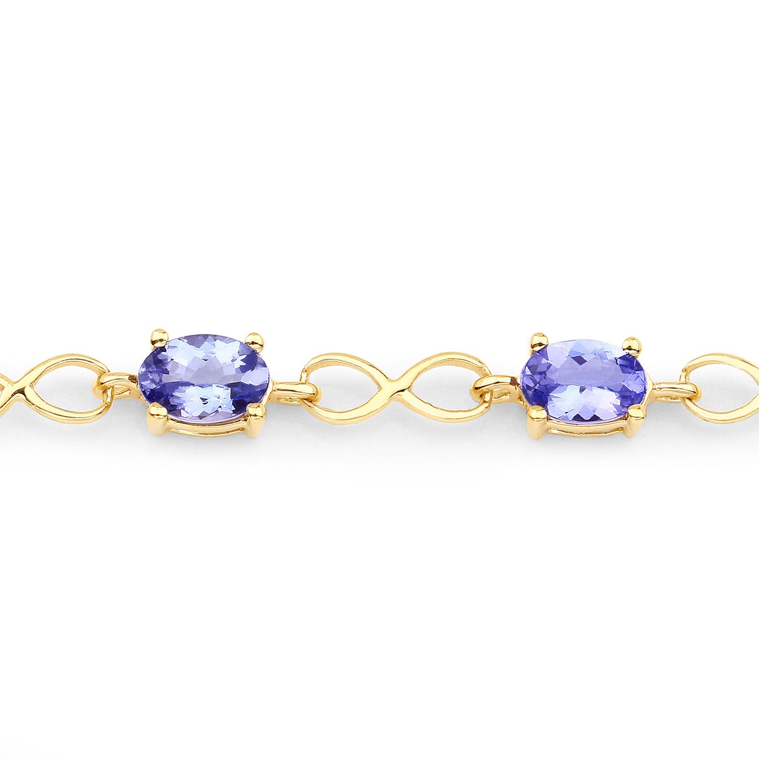 4.40 Cttw Oval Violet Tanzanite 14K Yellow Gold Plated Silver Link Bracelet