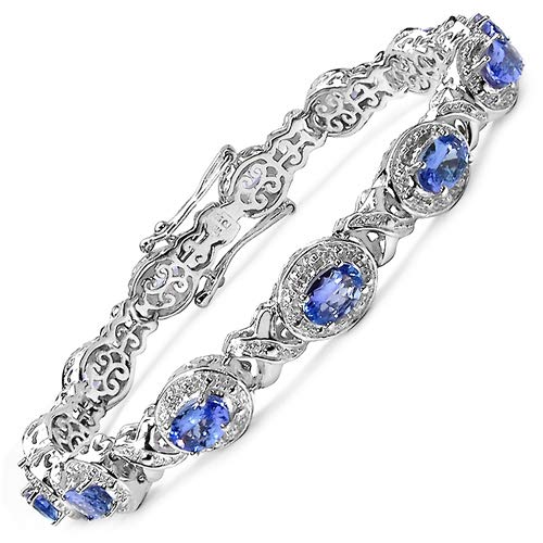 Natural Tanzanite Tennis Silver Bracelet Fine Color Jewels