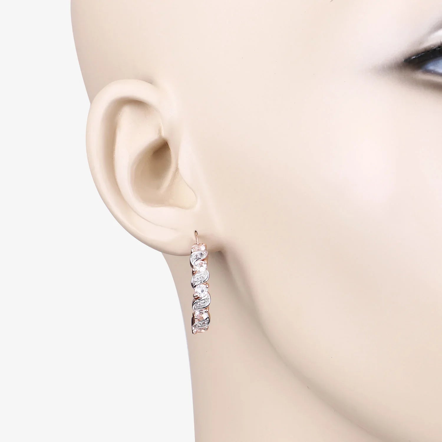 Rose Gold Genuine Morganite Hoop Earrings