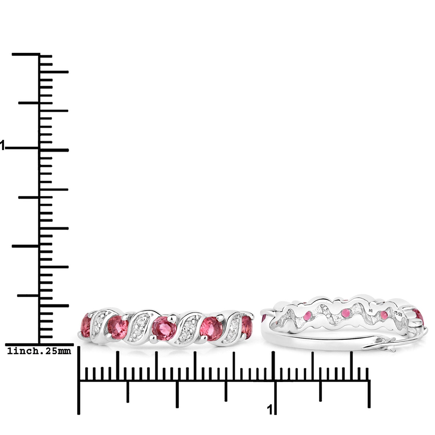 Genuine Pink Tourmaline Hoop Earrings