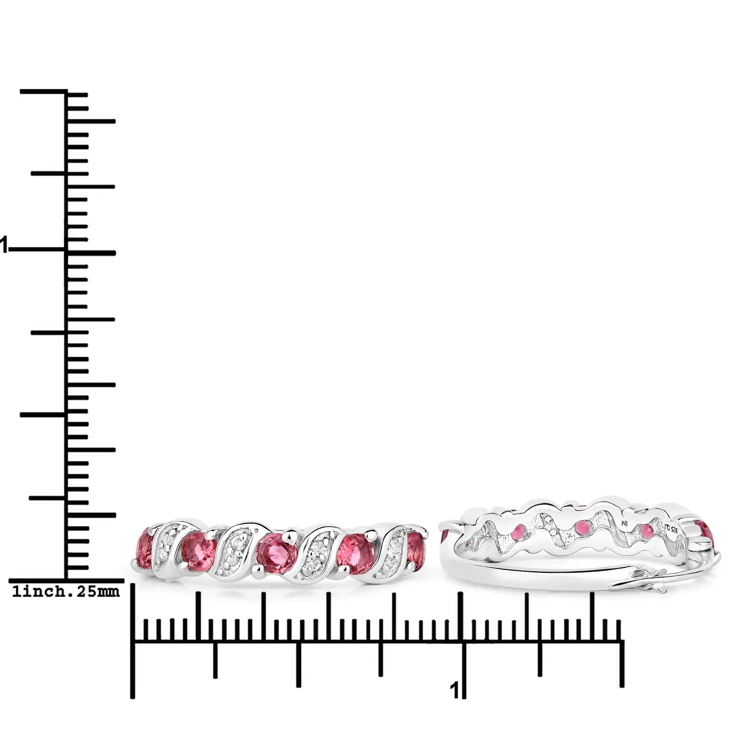 Genuine Pink Tourmaline Hoop Earrings