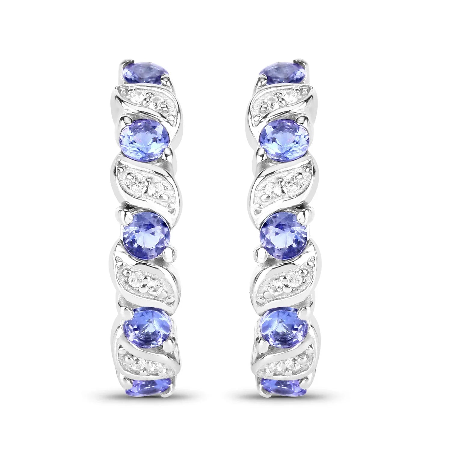 Genuine Tanzanite Hoop Earrings