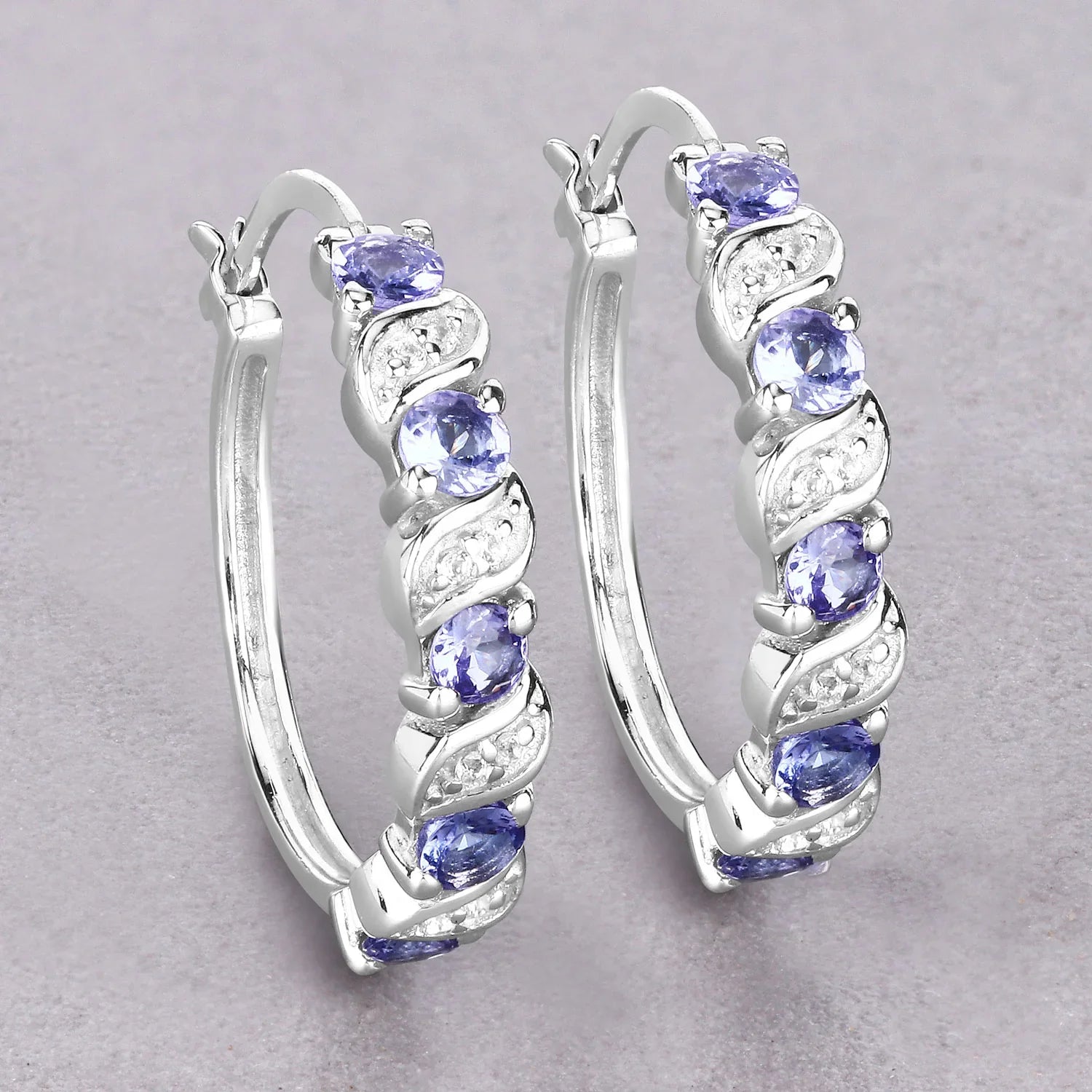 Genuine Tanzanite Hoop Earrings