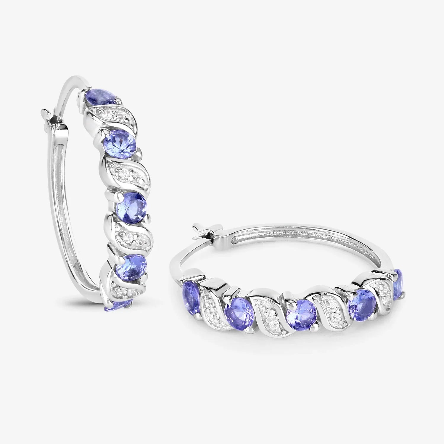 Genuine Tanzanite Hoop Earrings