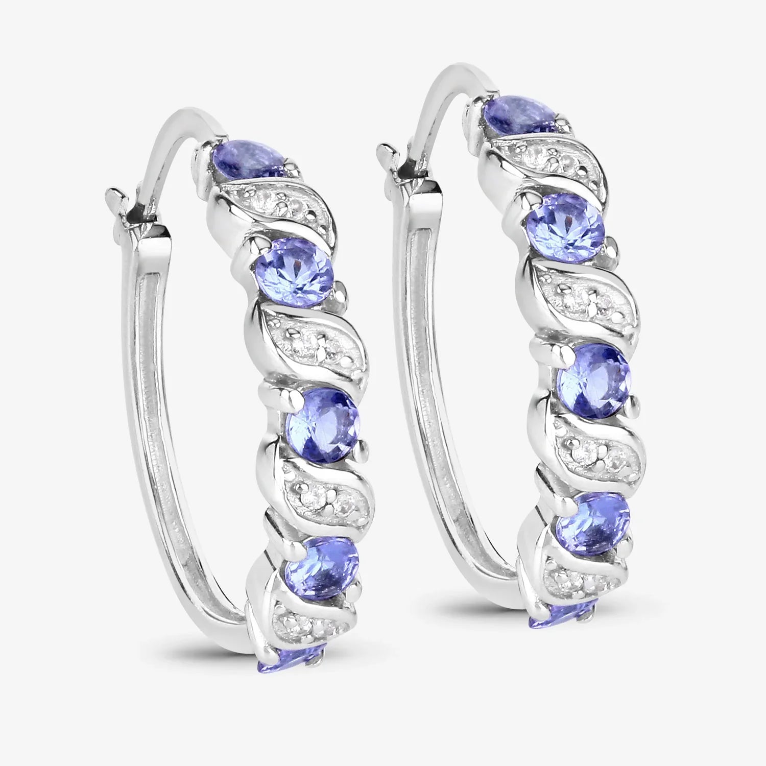Genuine Tanzanite Hoop Earrings