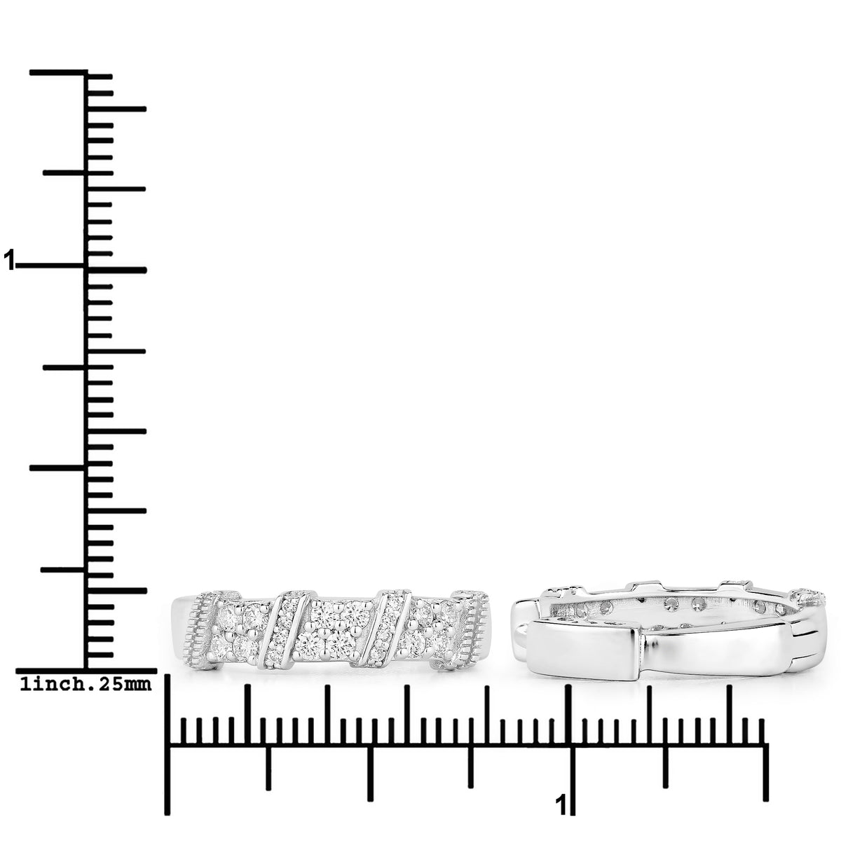 0.8 Ctw Round White Lab Created Diamond Sterling Silver Spiral Ribbon Hoop Earrings