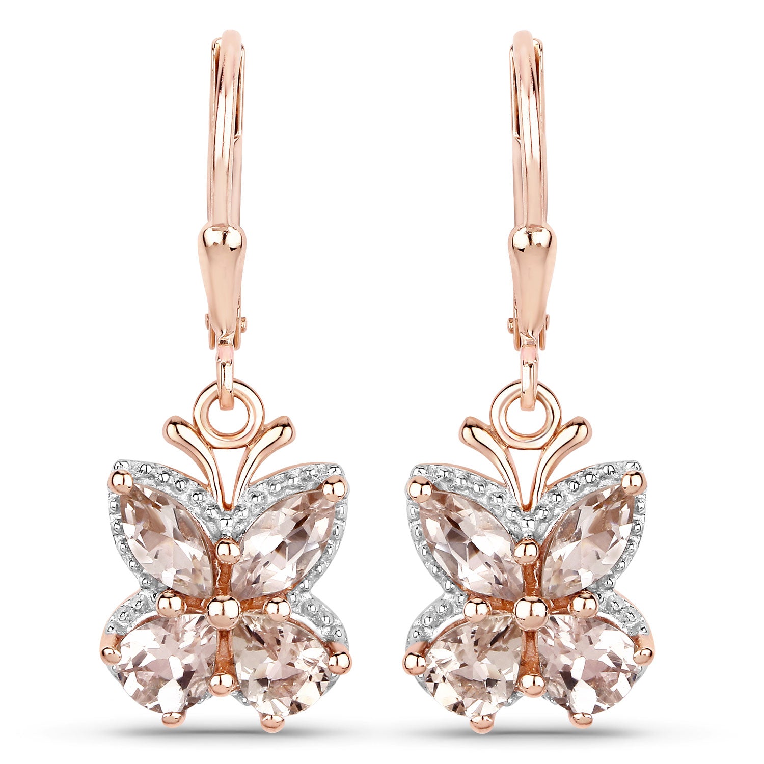 Genuine Peach Morganite Silver Earrings