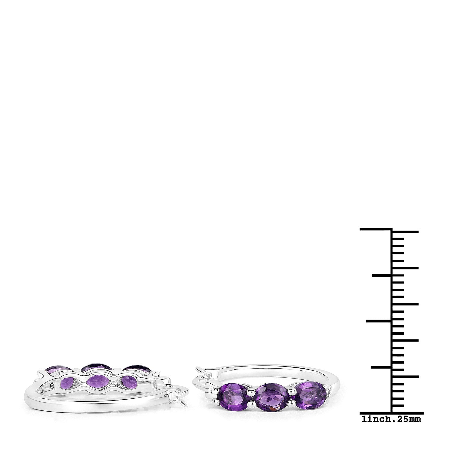 Genuine Purple Amethyst and Diamond Earrings