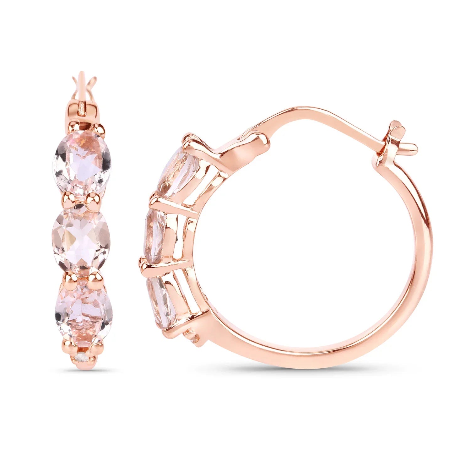 Genuine Pink Morganite and Diamond Earrings