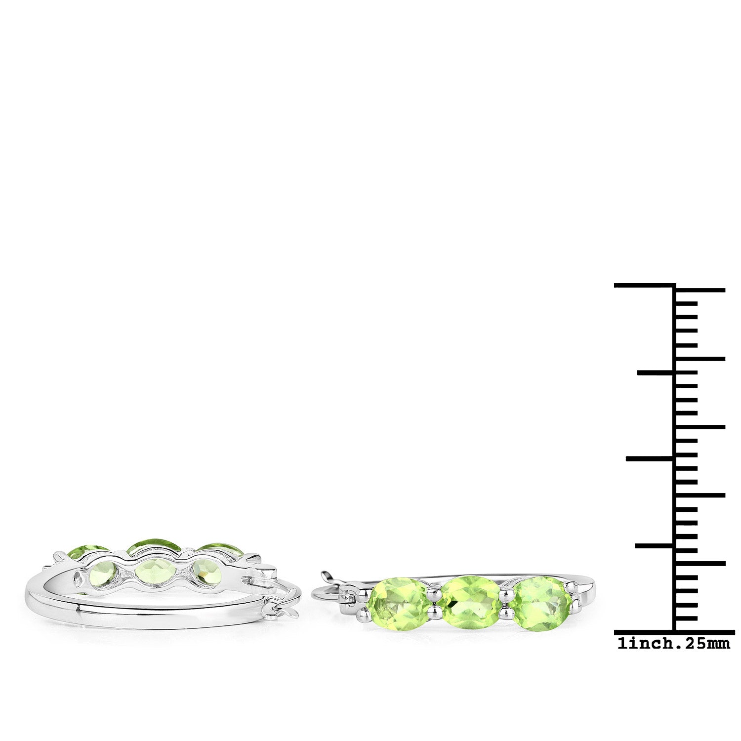 Genuine Green Peridot and Diamond Hoop Earrings