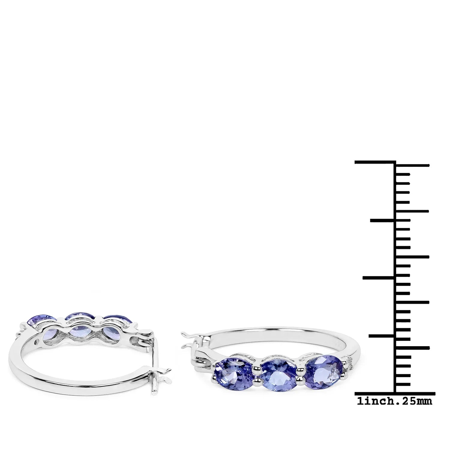 Genuine Tanzanite Diamond 3 Stone Earrings