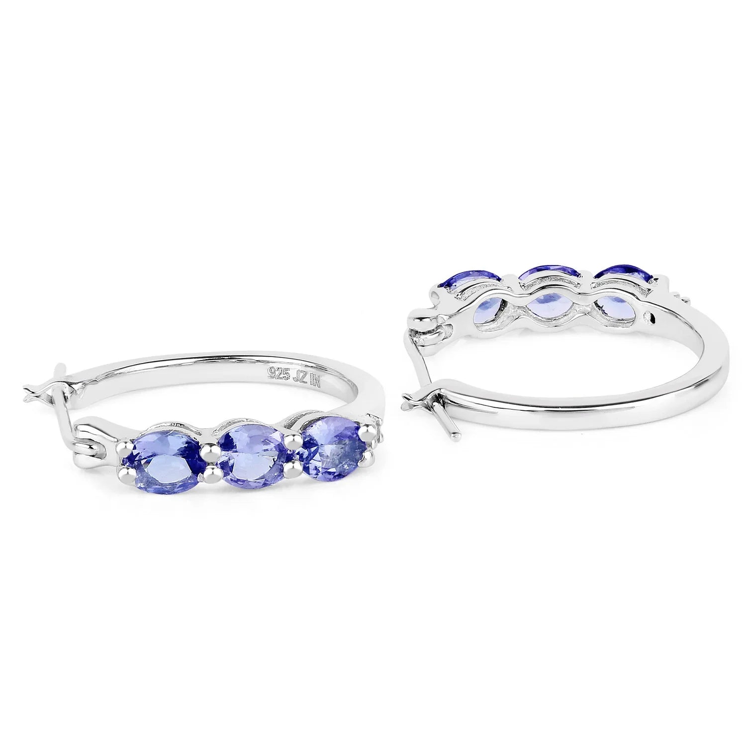 Genuine Tanzanite Diamond 3 Stone Earrings