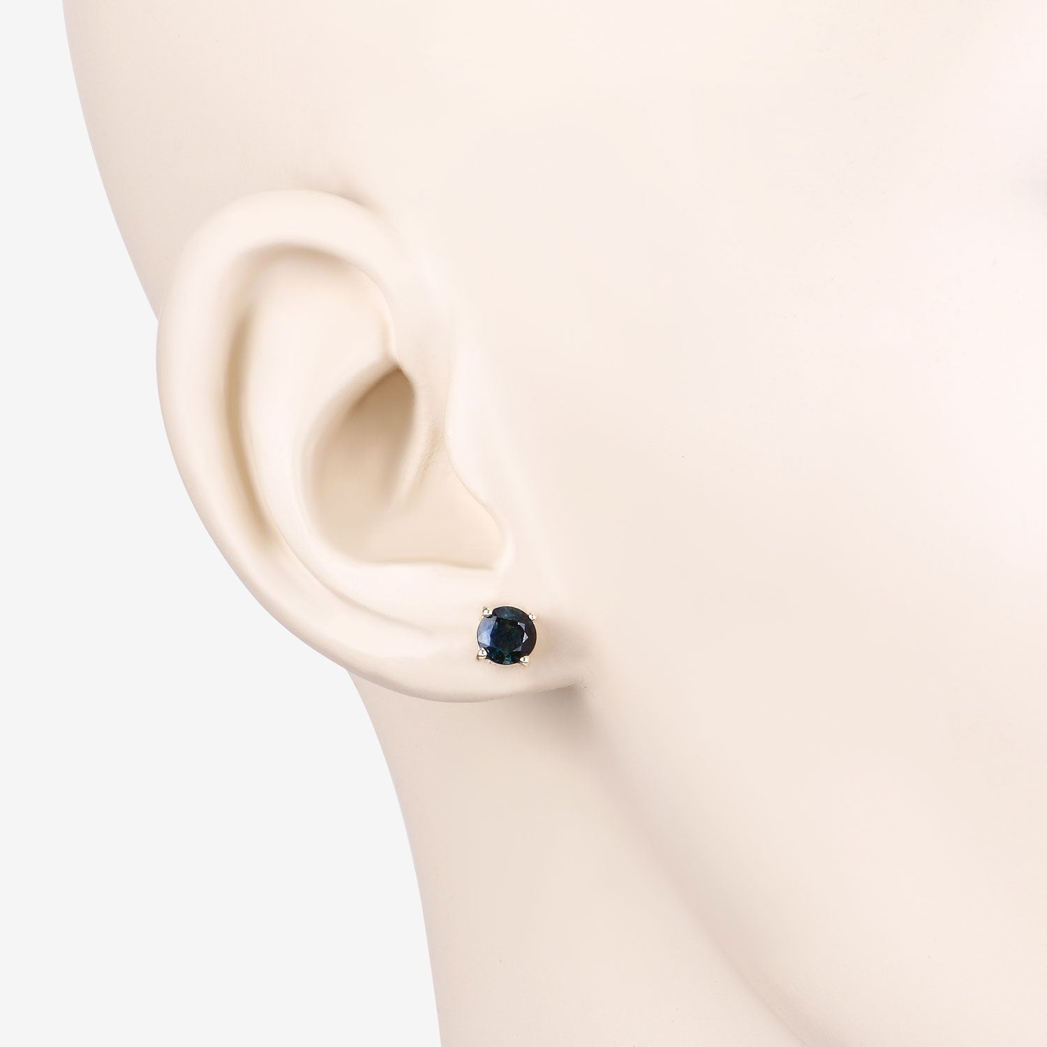 Genuine Blue Sapphire 10K Gold Round Earrings