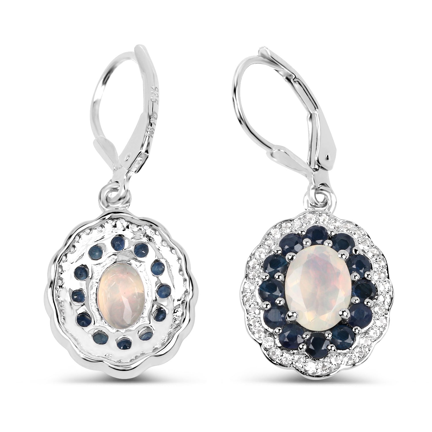 Genuine Sterling Silver Ethiopian Opal Dangle Earrings