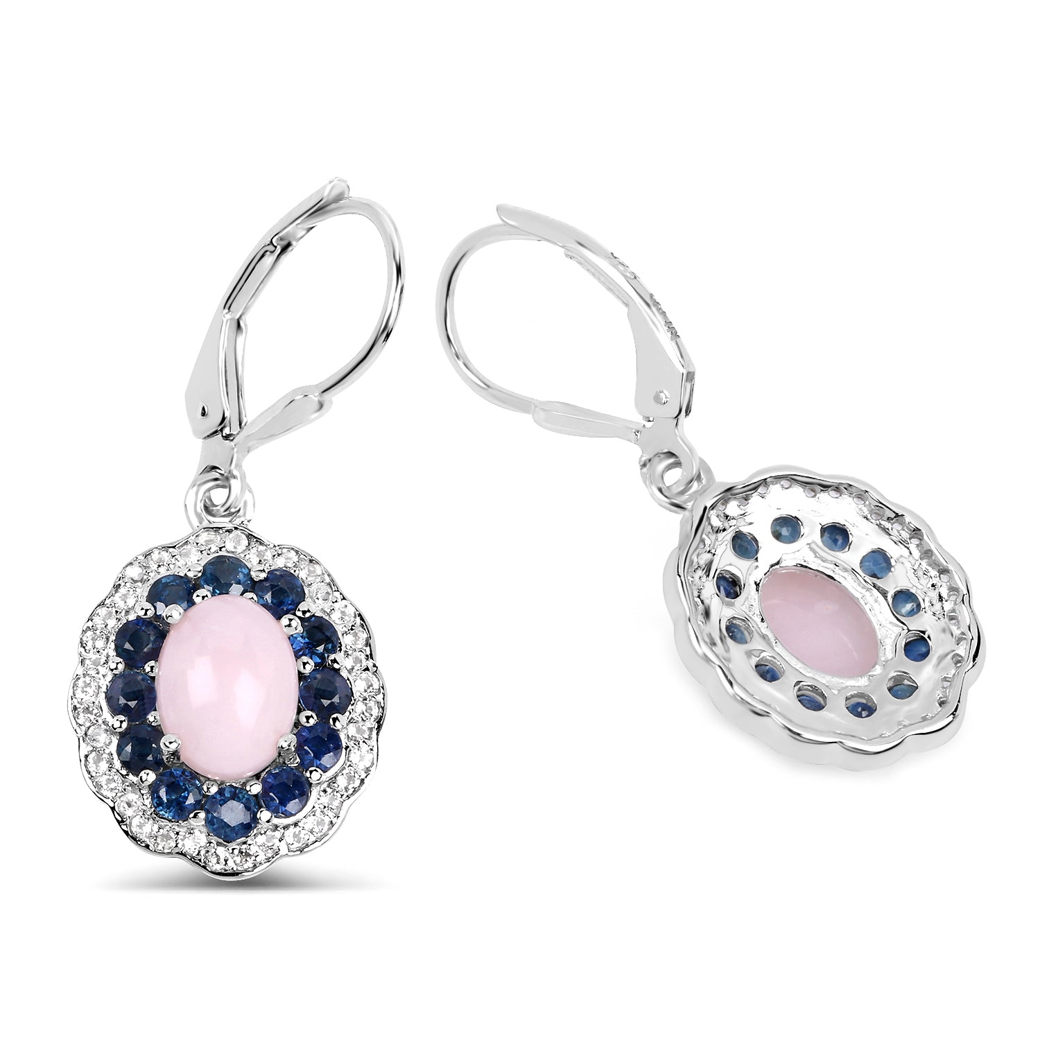 Genuine 925 Sterling Silver Opal Pink Earrings