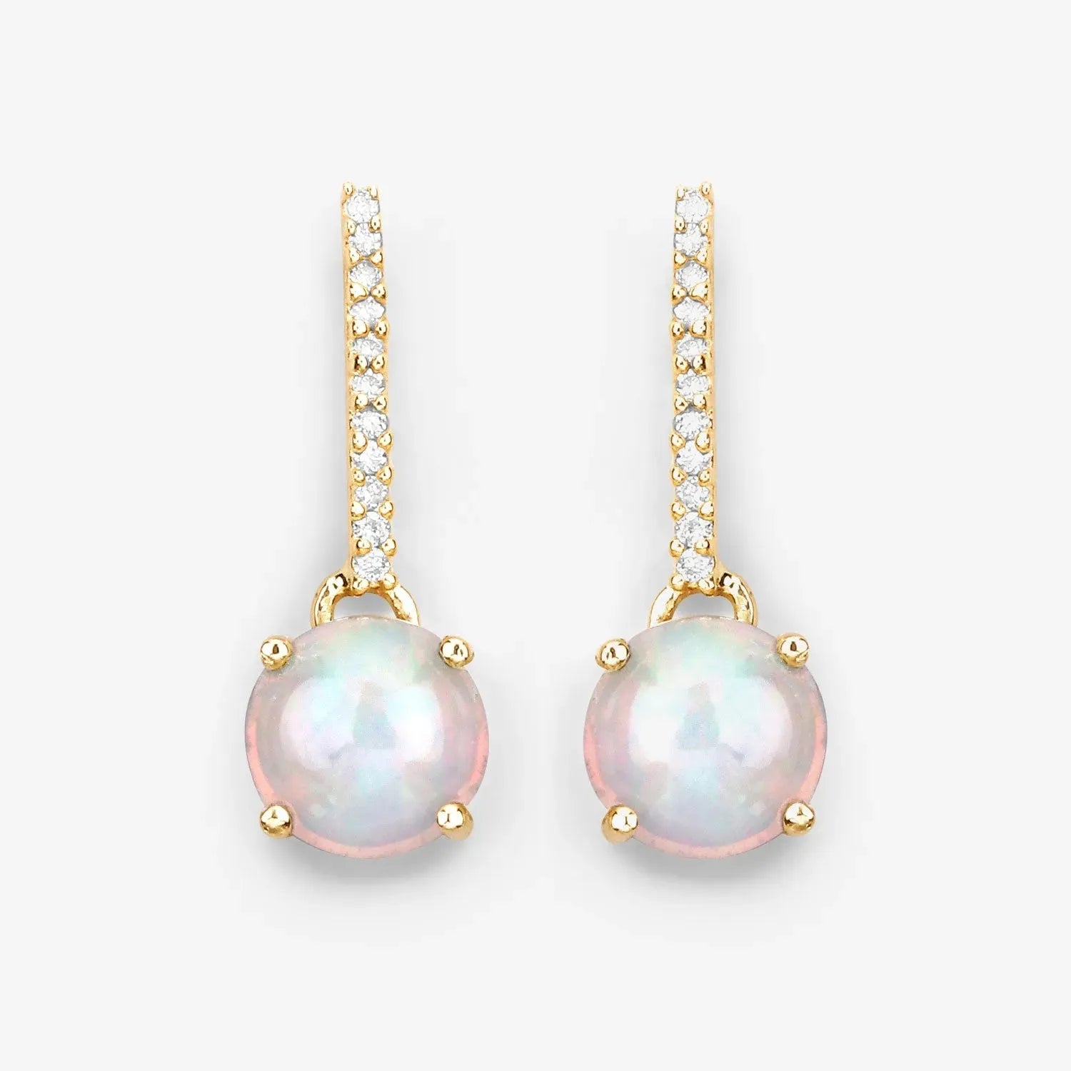 14K Gold Opal And Diamond Drop Earrings