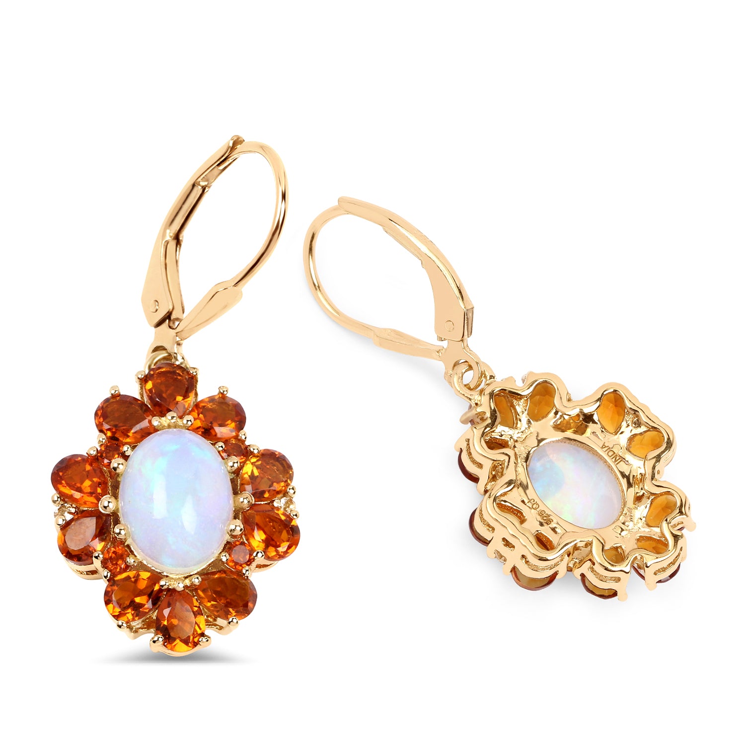 Silver Genuine Ethiopian Opal Flower Earrings
