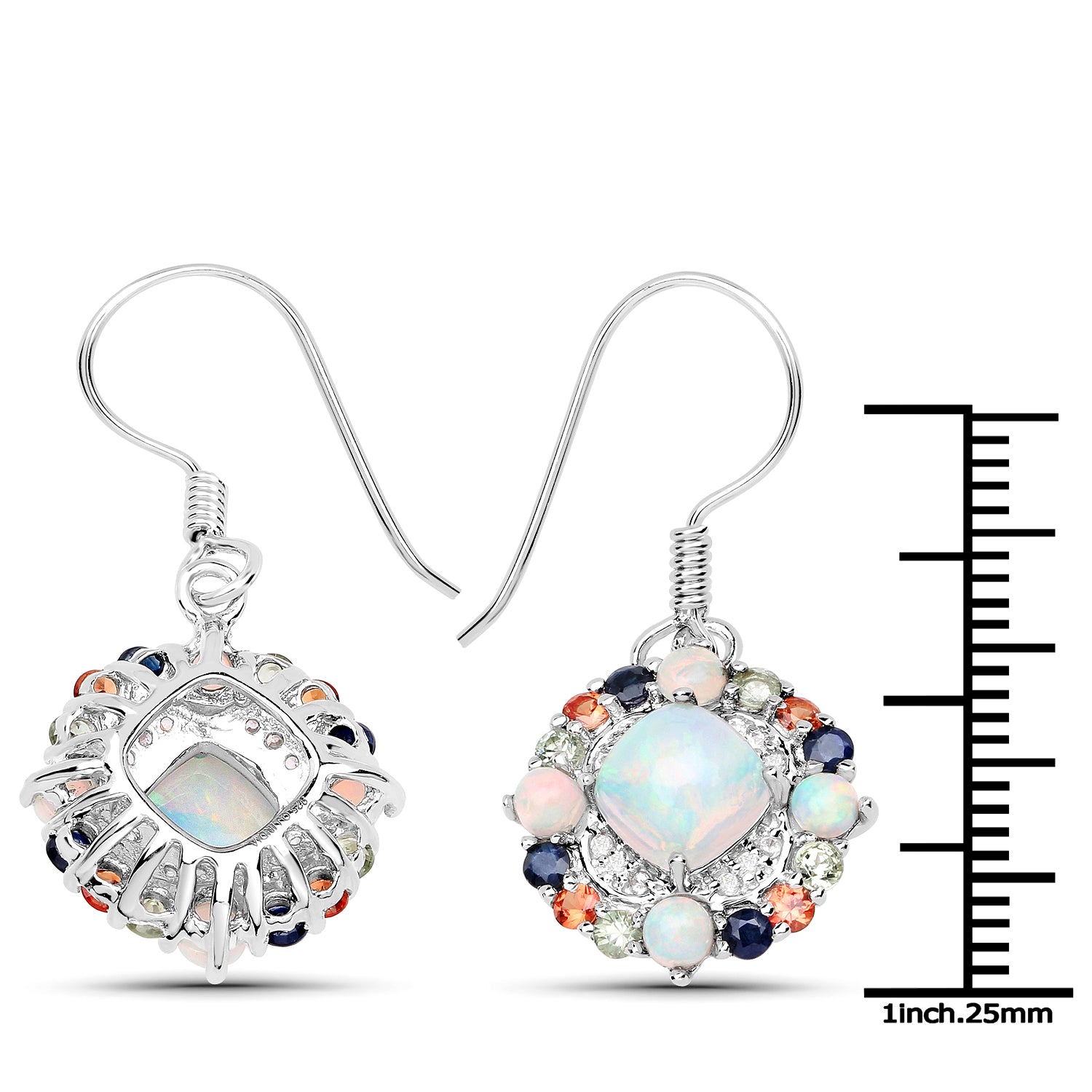 Genuine Silver Multi Gemstone Earrings