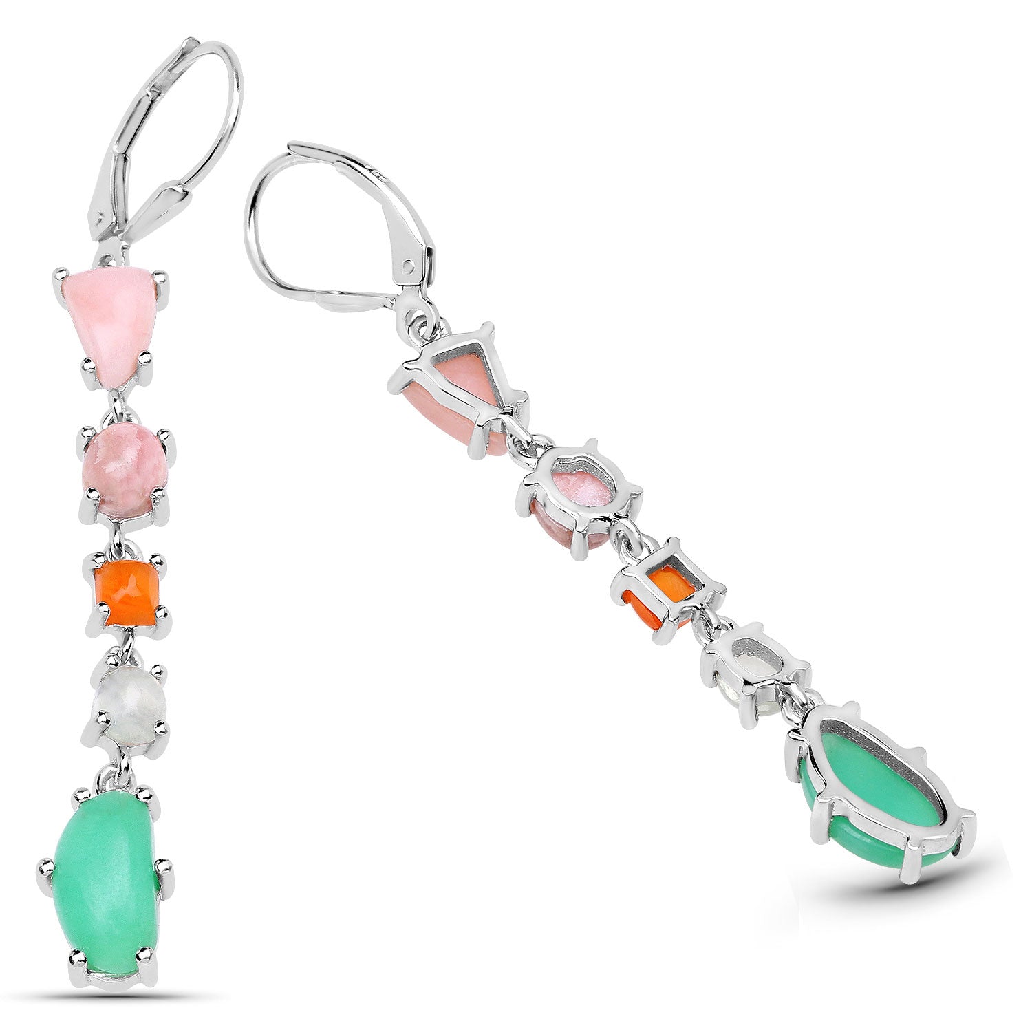 Genuine Silver Multi Stone Drop Earrings