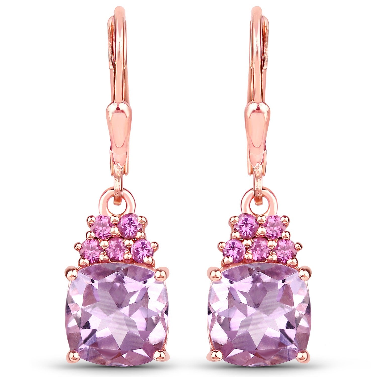 Pink Amethyst Cushion Dangle Earrings Fine Color Jewels amethyst earrings, Amethyst Earrings February Birthstone, cushion earrings, dangal earrings, purple stone earrings silver, real amethyst earrings, silver and amethyst earrings, sterling silver amethyst earrings