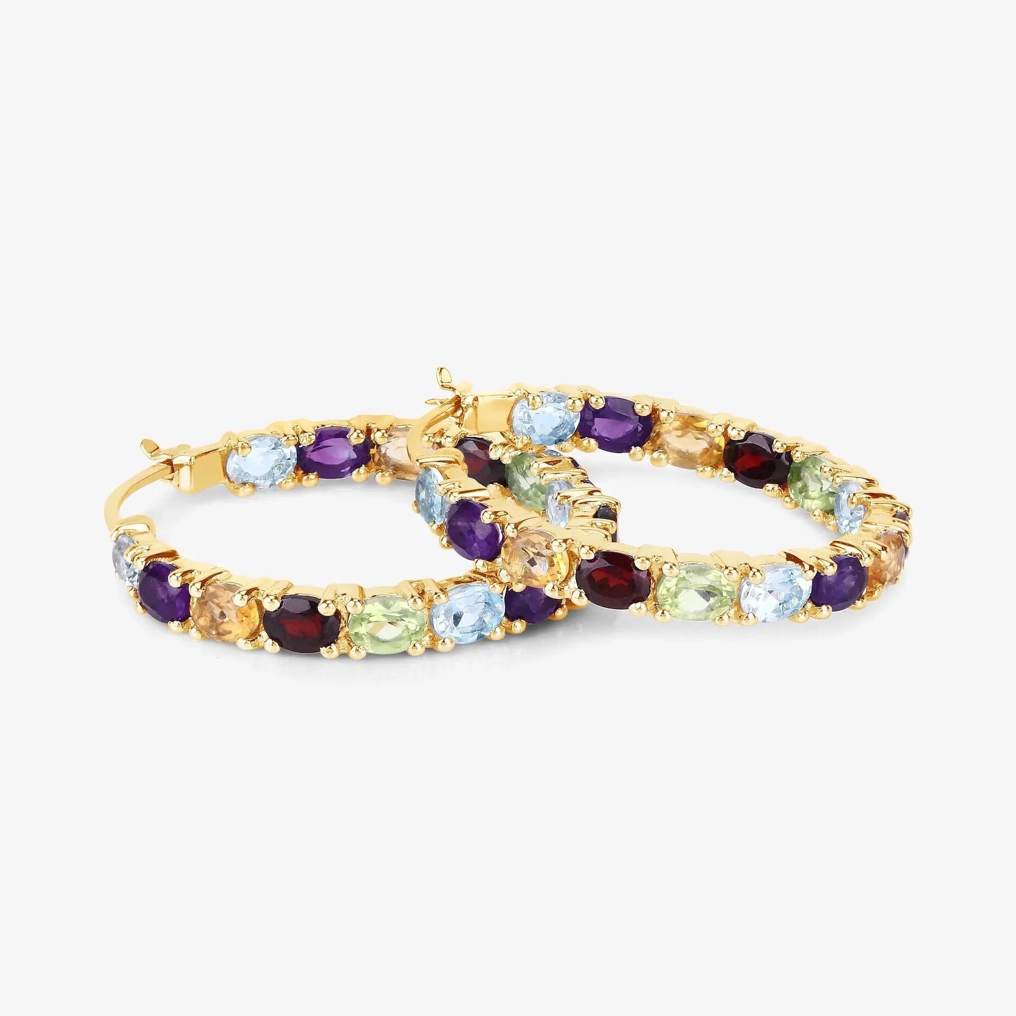 Multi coloured Stone Hoop Earrings