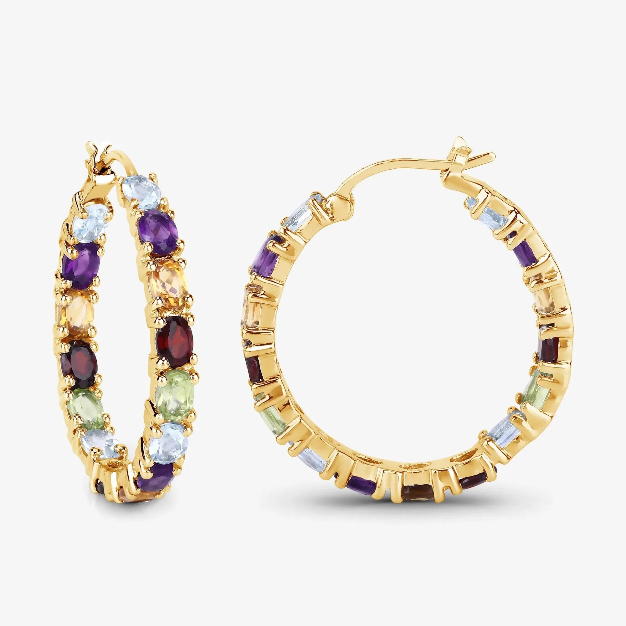 Multi coloured Stone Hoop Earrings