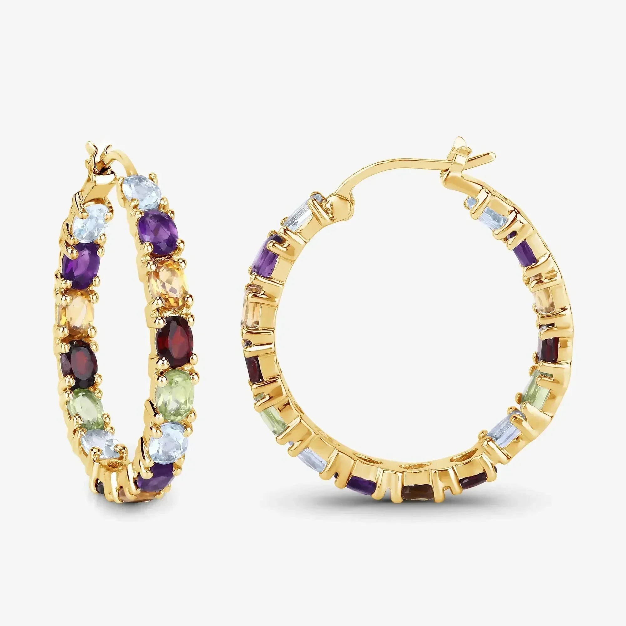 Multi colored Stone Hoop Earrings