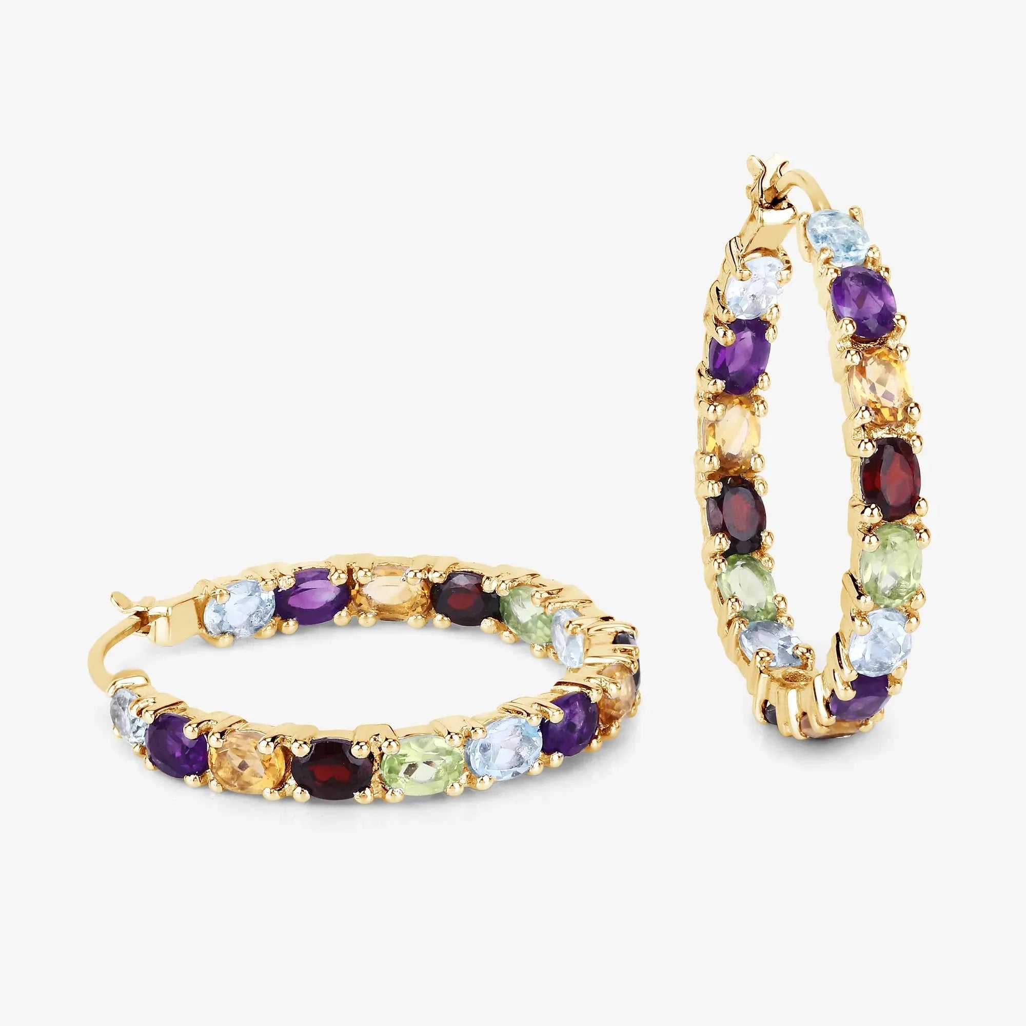 Multi coloured Stone Hoop Earrings