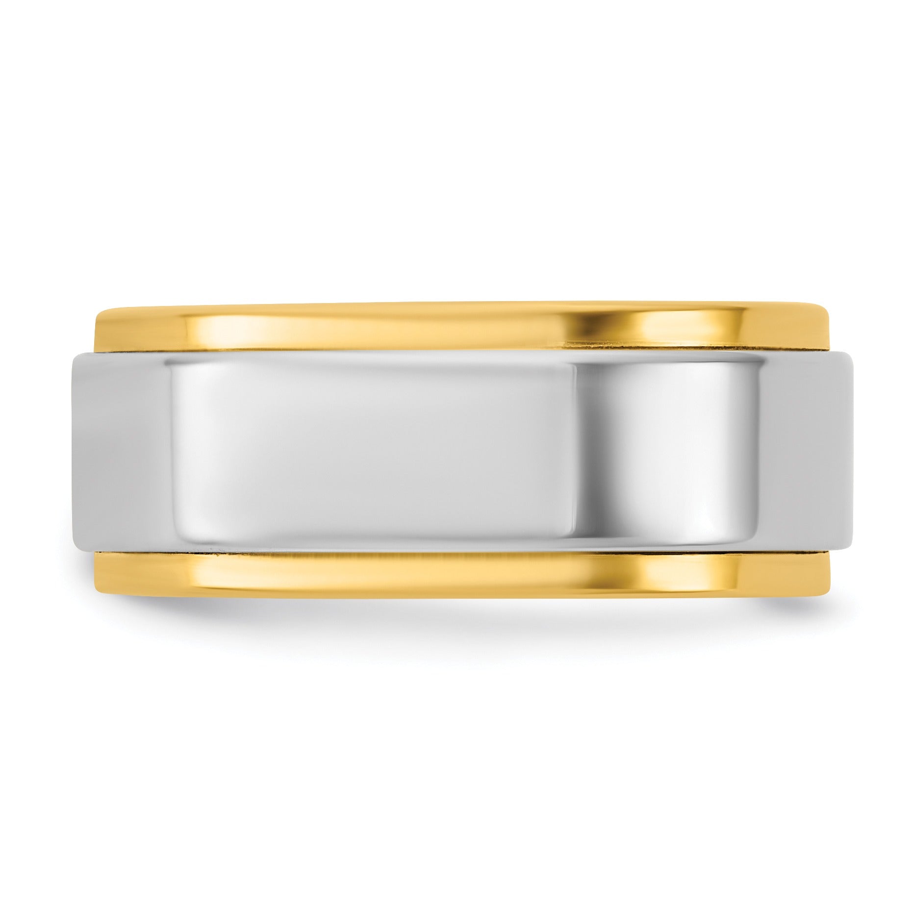 14k Two-Tone 6mm Step Edge Wedding Band Ring for Men and Women