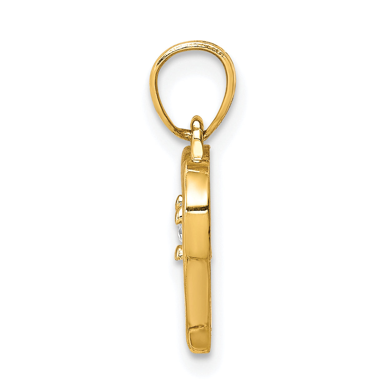 10k Yellow Gold Cubic Zirconia Heart Charm