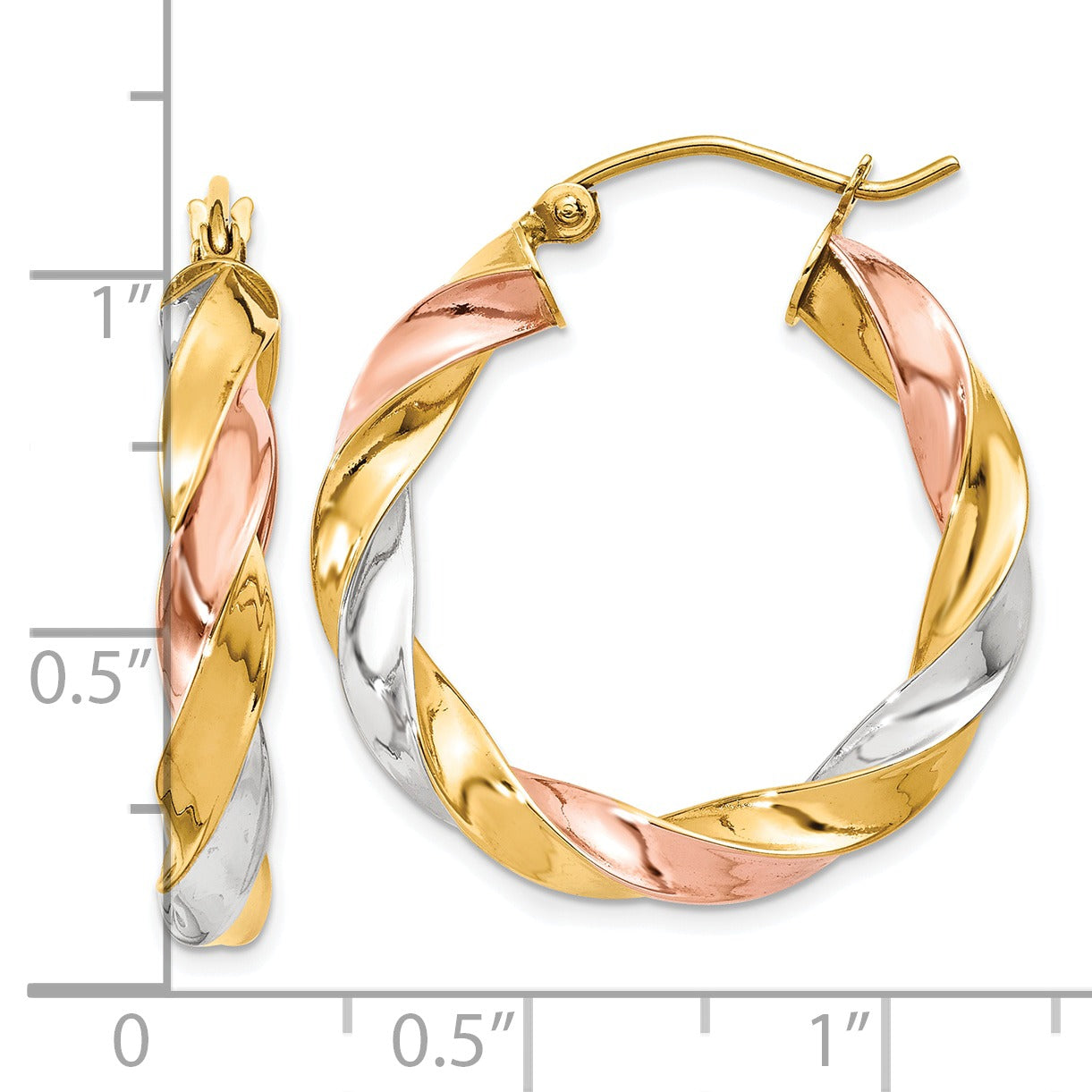 10k Gold Light Twisted Hoops Earrings